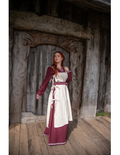 Tunica medievale per donna Hildegard, bianco naturale