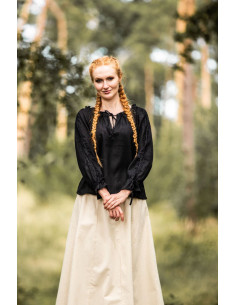 Camicetta da donna medievale Bettina, nera