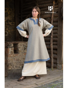 Abito medievale modello Rus Luiza, Azzurro-Grigio