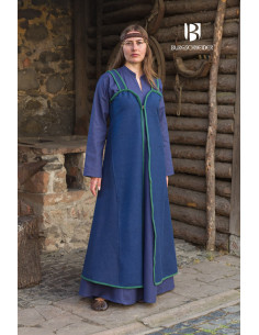 Abito medievale modello Rus Katarzyna, blu-verde