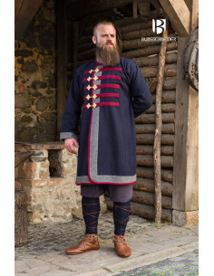Cappotto medievale modello Rus Kosma, Grigio Scuro-Rosso