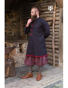 Cappotto medievale modello Rus Jakub, Nero-Borgogna