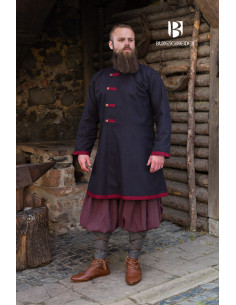 Cappotto medievale modello Rus Jakub, Nero-Borgogna 2