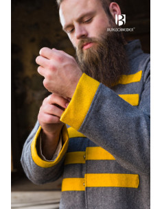 Cappotto medievale modello Rus Bartosz, Grigio Scuro-Giallo 2