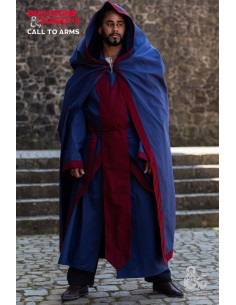 Mantello da Stregone Medievale, Blu Scuro-Borgogna