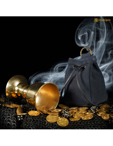 Borsa LARP medievale in pelle (12,7 x 10,1 cm.)