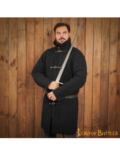 Gambeson medievale imbottito in cotone tipo 10, nero