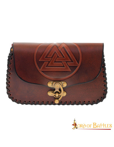 Marsupio vichingo in pelle modello Valknut