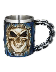 Tazza in resina fantasy modello teschi con catene