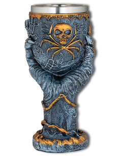 Coppa modello mano in resina fantasy, grigio - oro