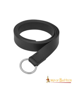Cintura medievale in pelle con fibbia circolare in...