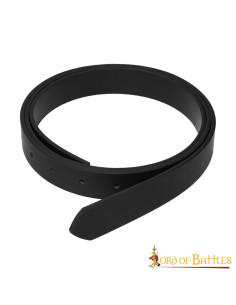 Cintura medievale in pelle nera senza fibbia, (2,5 cm.)