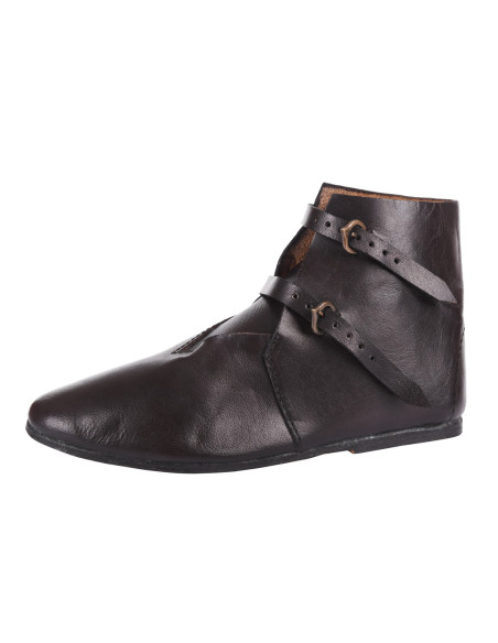 Stivaletti medievali, 2 fibbie, marroni