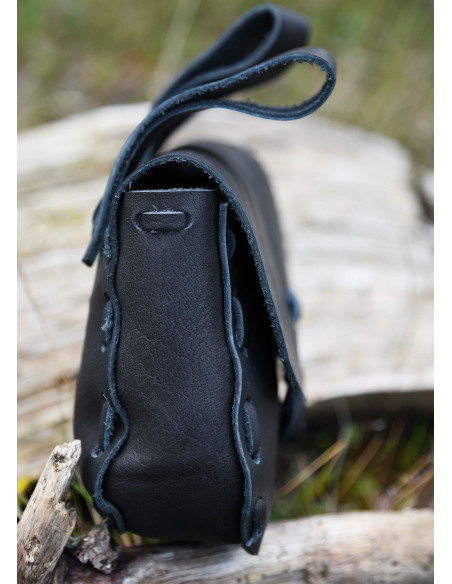 Marsupio medievale, pelle nera (14x18...