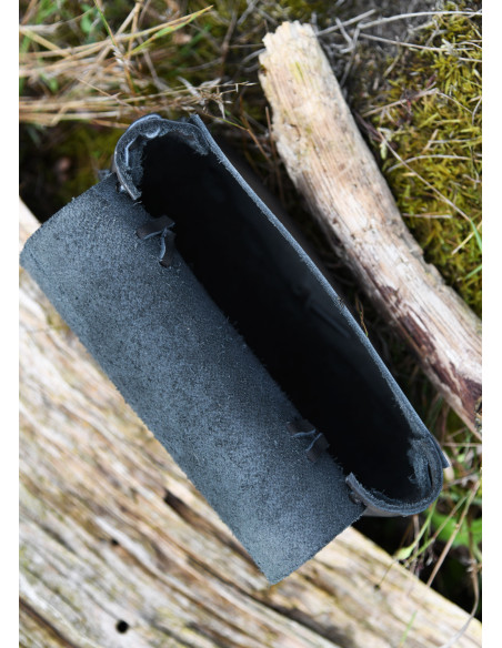 Marsupio medievale, pelle nera (14x18...