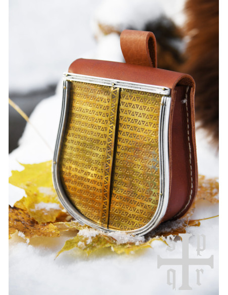 Borsa medievale in pelle marrone con...