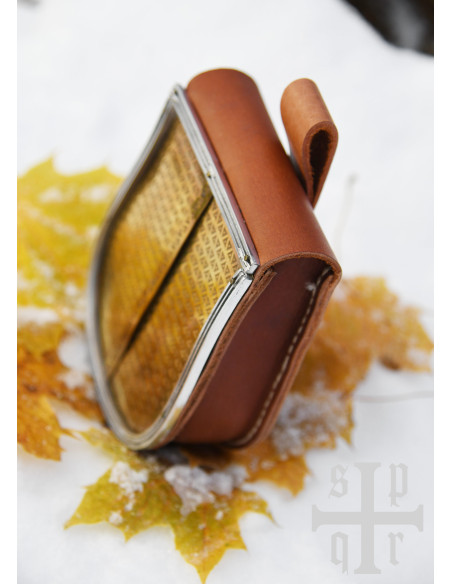 Borsa medievale in pelle marrone con...