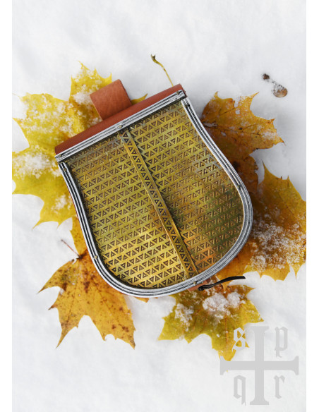 Borsa medievale in pelle marrone con...