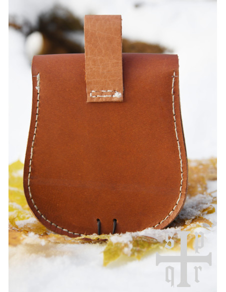 Borsa medievale in pelle marrone con...