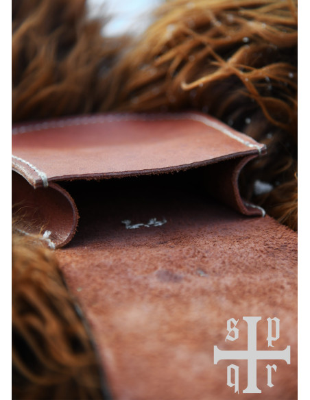 Borsa medievale in pelle marrone con...