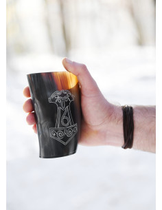 Bicchiere Mjölnir del vichingo Thor in corno di bufalo... 2