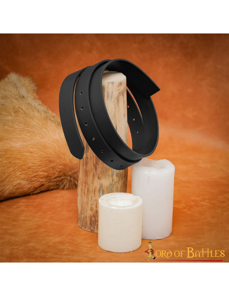 Cintura medievale in pelle nera senza...