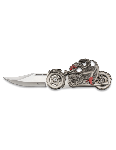 Coltello da moto con drago e ragazza (20 cm.)