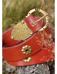 Cintura medievale rossa con motivi floreali (165 cm.) 2