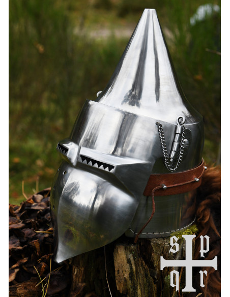 Bacinella medievale con visiera XIV...