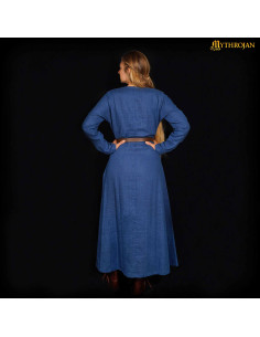 Abito vichingo da donna in lino, modello Helga, colore blu 2