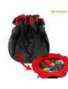 Borsa per dadi medievale con coulisse, nero - rosso