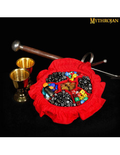 Borsa per dadi medievale con coulisse, nero - rosso 2