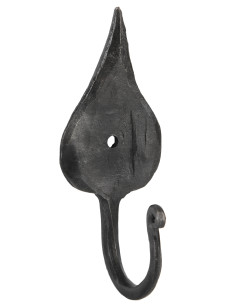 Gancio da muro medievale forgiato a mano, design a foglia