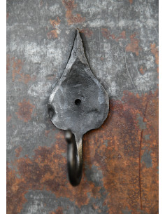 Gancio da muro medievale forgiato a mano, design a foglia 2