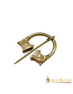 Fibula vichinga in ottone design lupo (4,5 cm.) 2