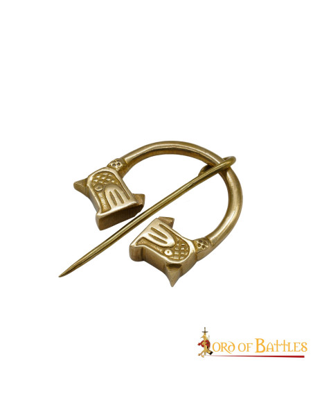 Fibula vichinga in ottone design lupo...