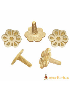 Confezione da 5 spille con motivo floreale in ottone