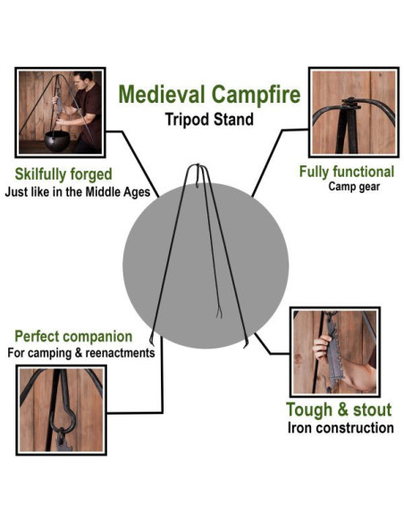 Falò medievale treppiede in ferro...