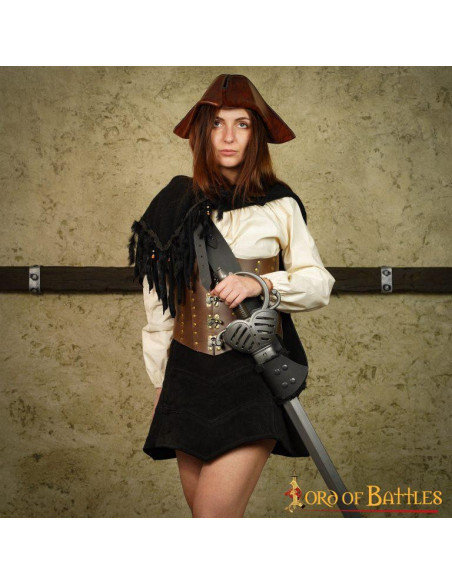 Gonna gotica in pelle scamosciata con...