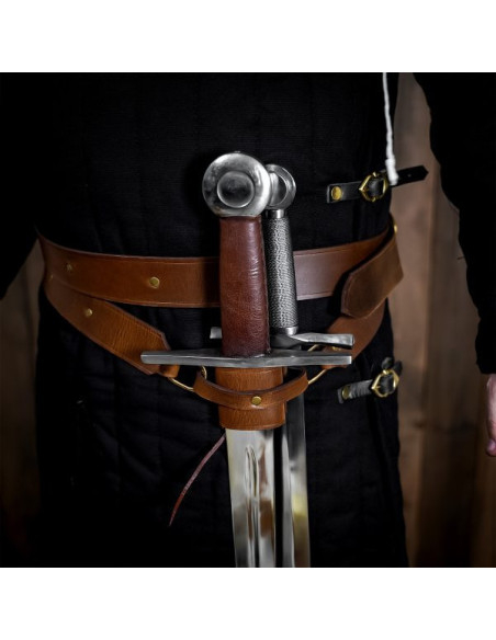 Cintura in pelle marrone in stile...