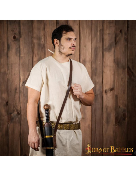 Cintura in pelle marrone per...