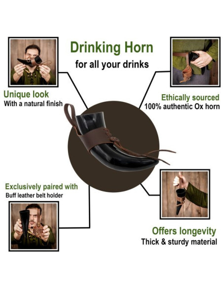 Corno potorio vichingo con balte in...