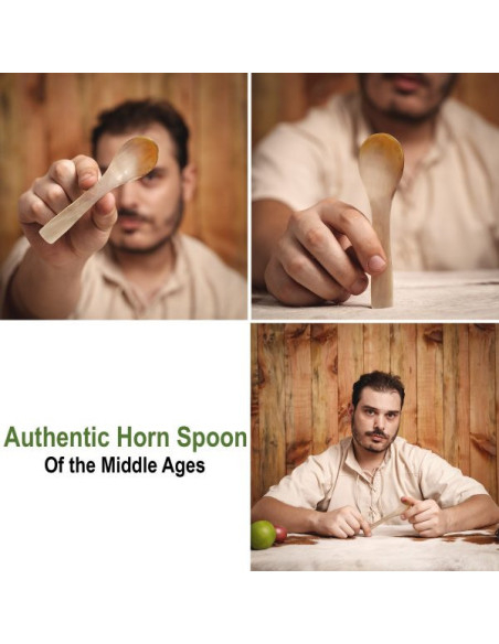 Set di 4 cucchiai in vero corno