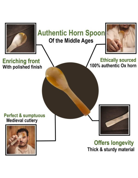 Set di 4 cucchiai in vero corno