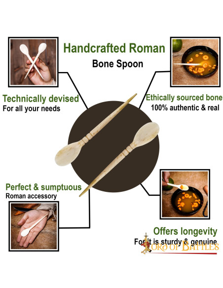 Set di 2 cucchiai in osso romano...