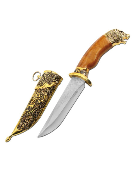 Pugnale con fodero decorato cane