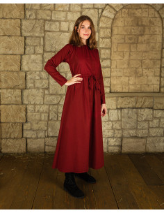 Abito medievale in cotone modello Wanda, bordeaux
