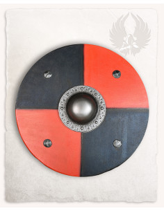 Scudo vichingo rotondo modello Rorrik, rosso-nero
