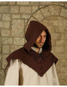 Gugel medievale in cotone modello Folke, marrone