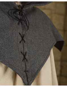Gugel medievale in lana modello Folke, grigio 2